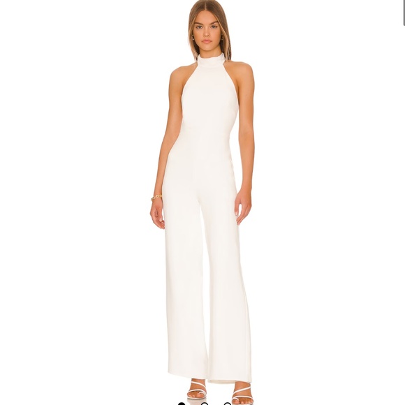 White halter jumpsuit